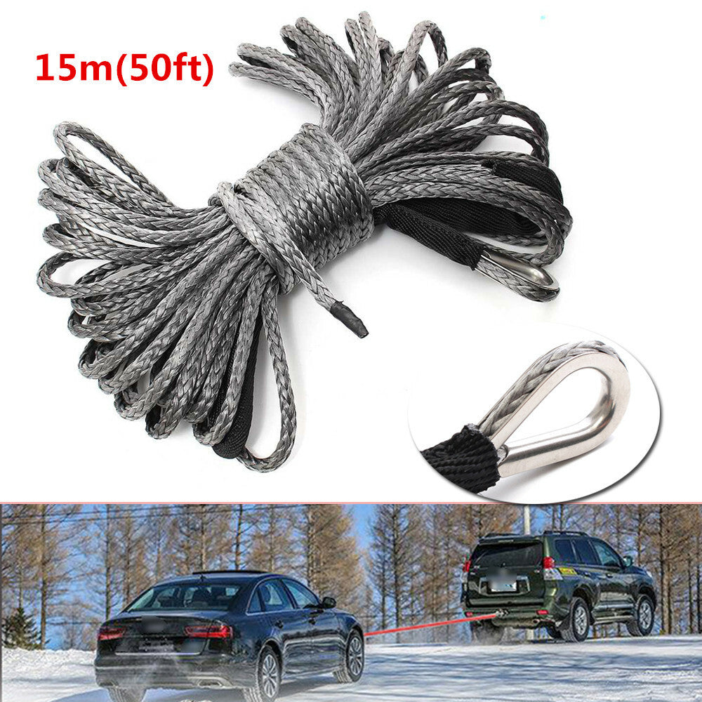 UTV (All-Terrain Vehicle) 50 ft x 6 mm (1/4) Nylon Synthetic Winch Cable 5000-5700 lbs n