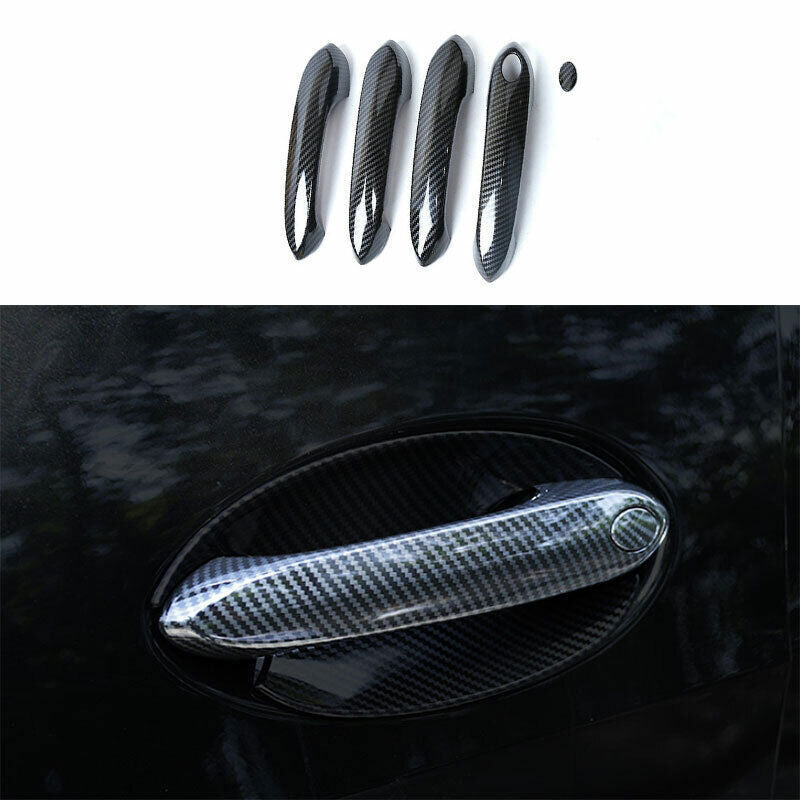 ABS Carbon Fiber Exterior Side Door Handle Cover Trim 4P for BMW X5 G05 2019-23