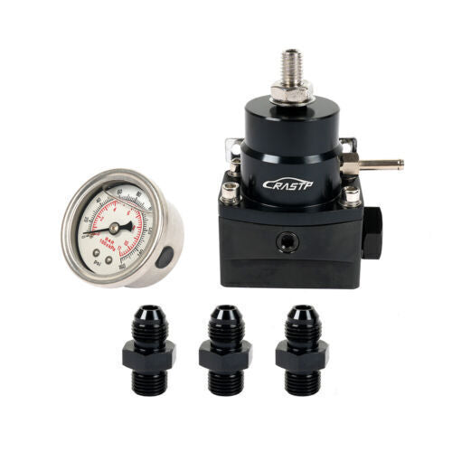 Adjustable AN6 EFI Fuel Pressure Regulator Kit w/ Oil Gauge 0-160 PSI Universal Q