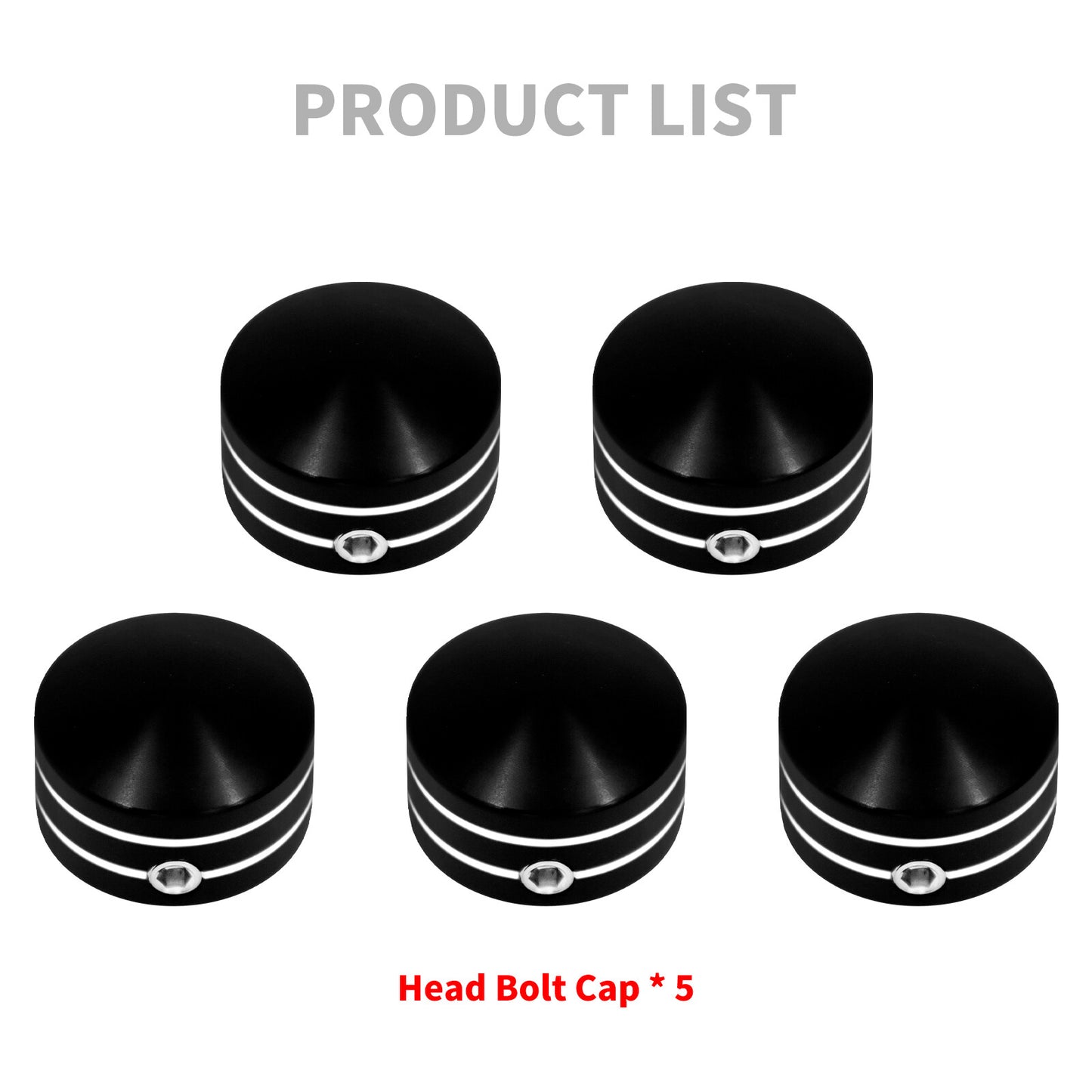 5pc Black Rear Sprocket Pulley Bolt Covers for Harley Touring Softail Sportster Q