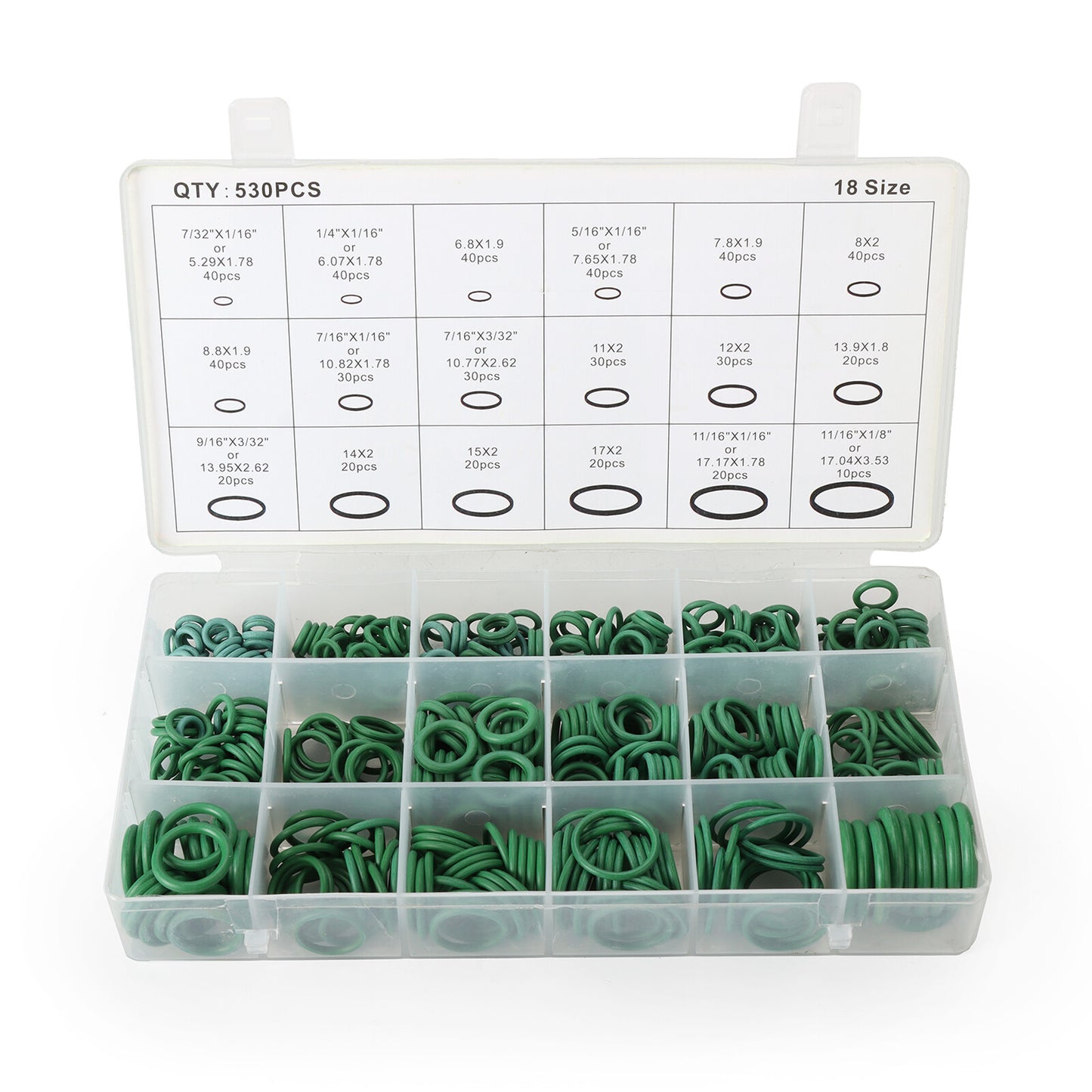 530-piece pack of new green rubber automotive air conditioning compressor O-ring seals Q