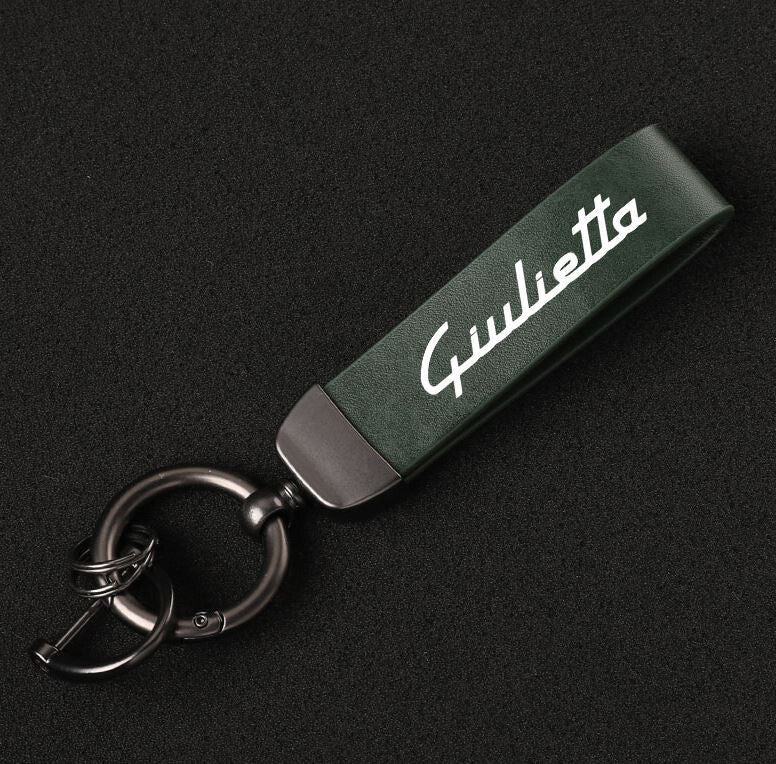Carbon Fiber Leather Black Red Car Key Chain Key Ring Horseshoe for Audi A3- v
