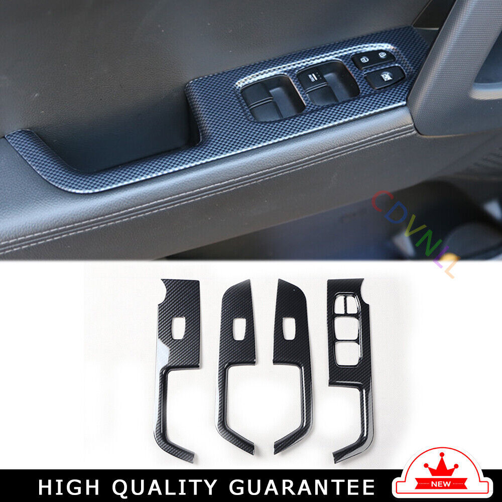 Glass Window Lifting Lock Panel Trim 4PCS for Hyundai IX25 15-2019 Carbon Fiber