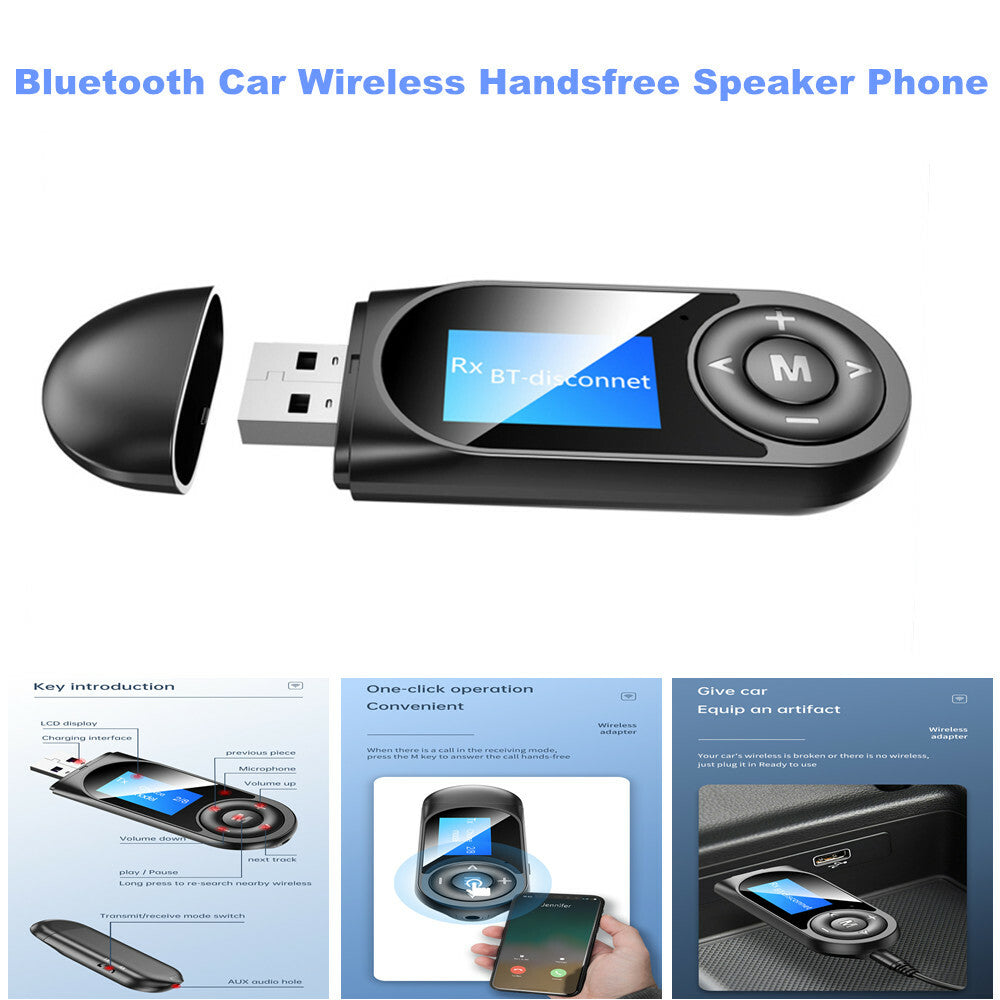 Universal LCD USB Bluetooth Car Wireless Hands- Speaker Car Hands- Phone n