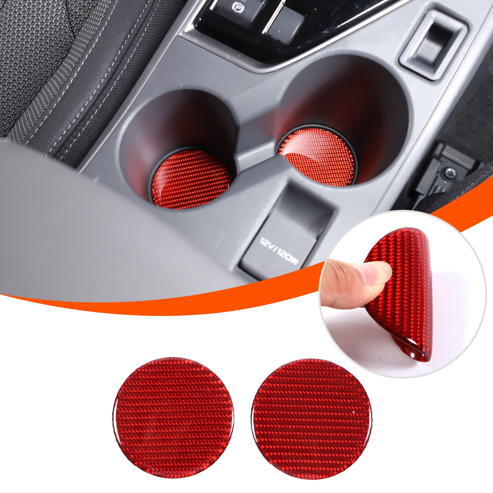 Red carbon fiber center cup holder sticker for Subaru Crosstrek 23-24- n