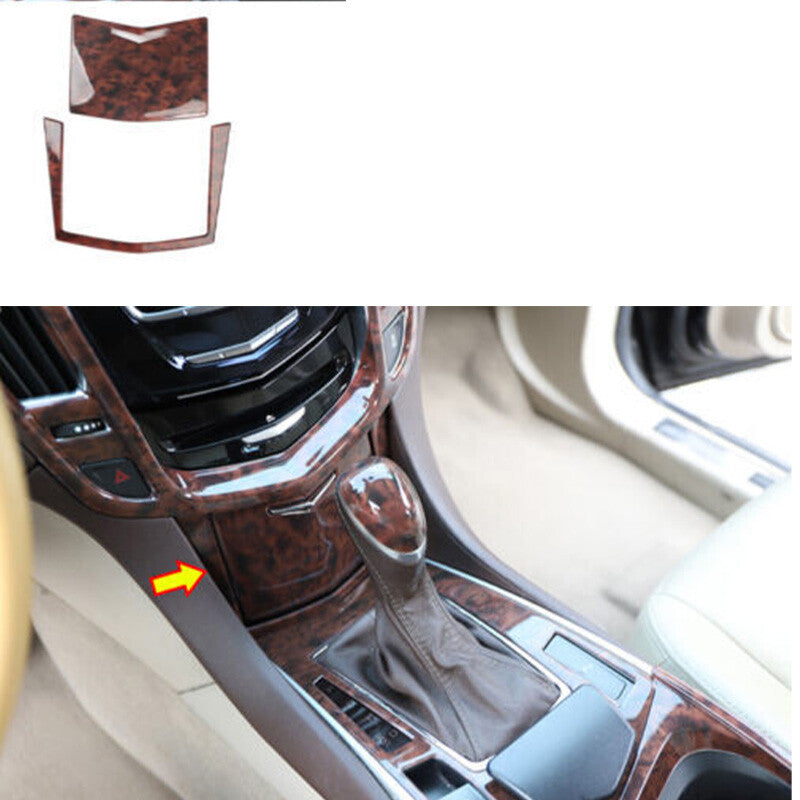 Fit for Cadillac SRX 2010-2016 Wood Grain Central Console Storage Box Frame Trim