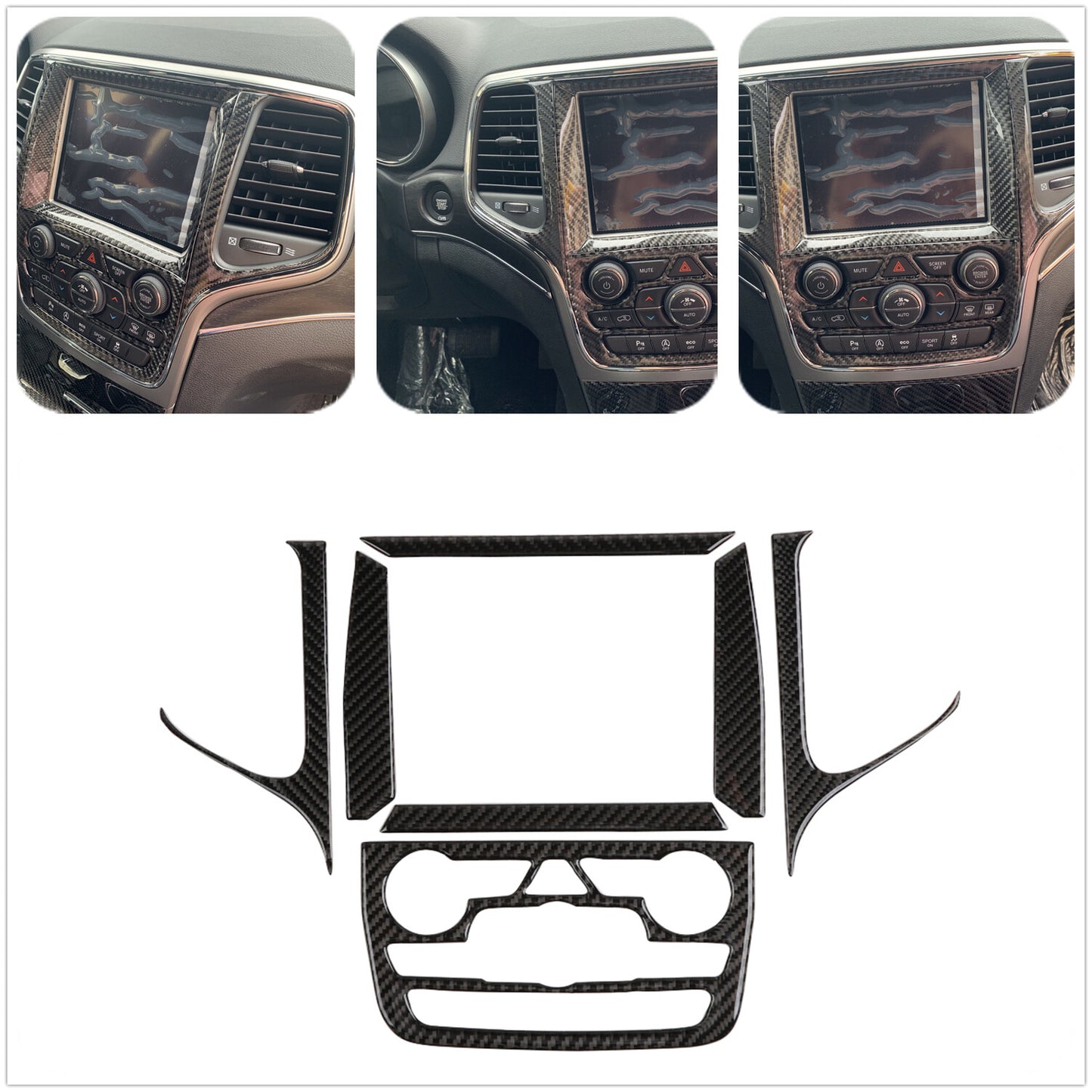 Dashboard GPS Navigation Cover Trim for Jeep Grand Cherokee 2014-2021 Carbon 8PC
