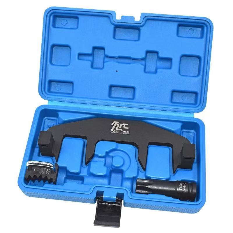 Timing tools for M271 engines, including camshaft retainers and timing chain tools. n