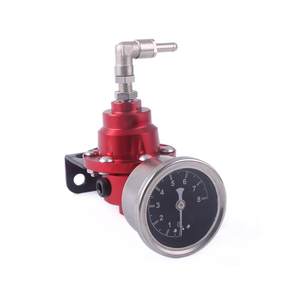 Universal Adjustable Fuel Pressure Regulator Type-S 185001 with Gauge Red Q
