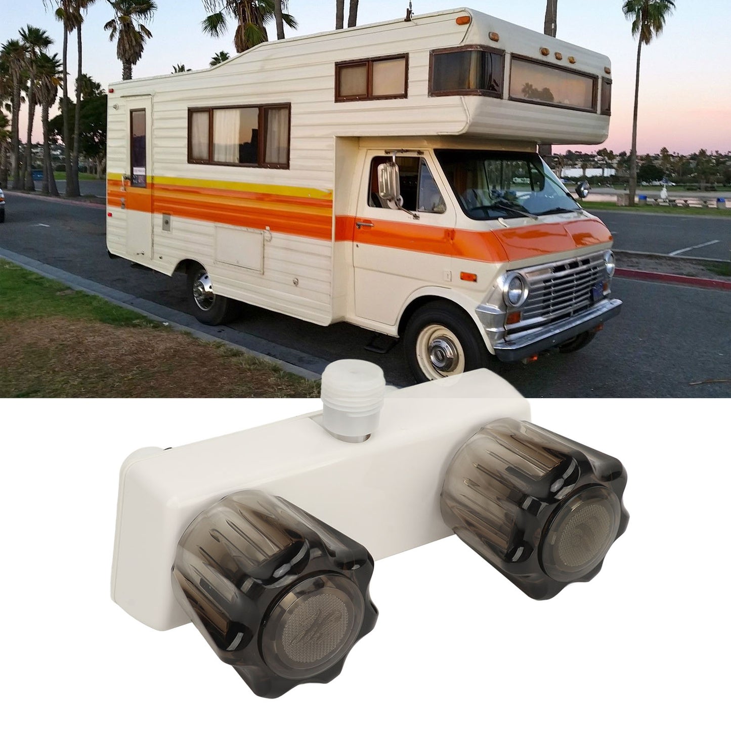 RV Shower Valve Diverter Easy To Install Shower Faucet With 2 Knobs For Boat