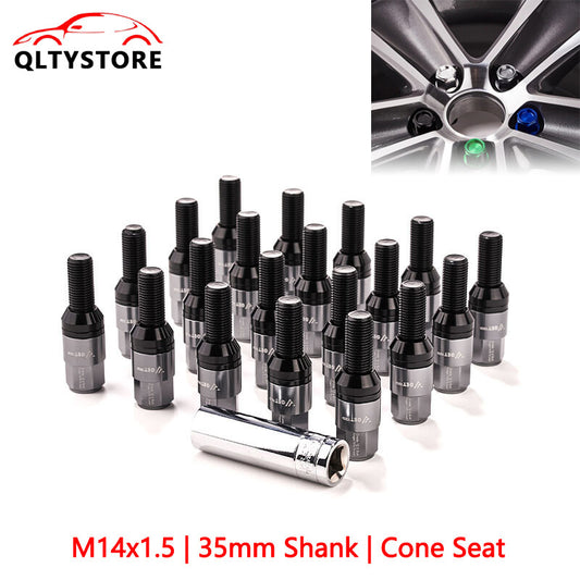 20x M14x1.5 Wheel Lug Bolt 35mm Shank Cone for Seat Stud for Most Aftermarket Q