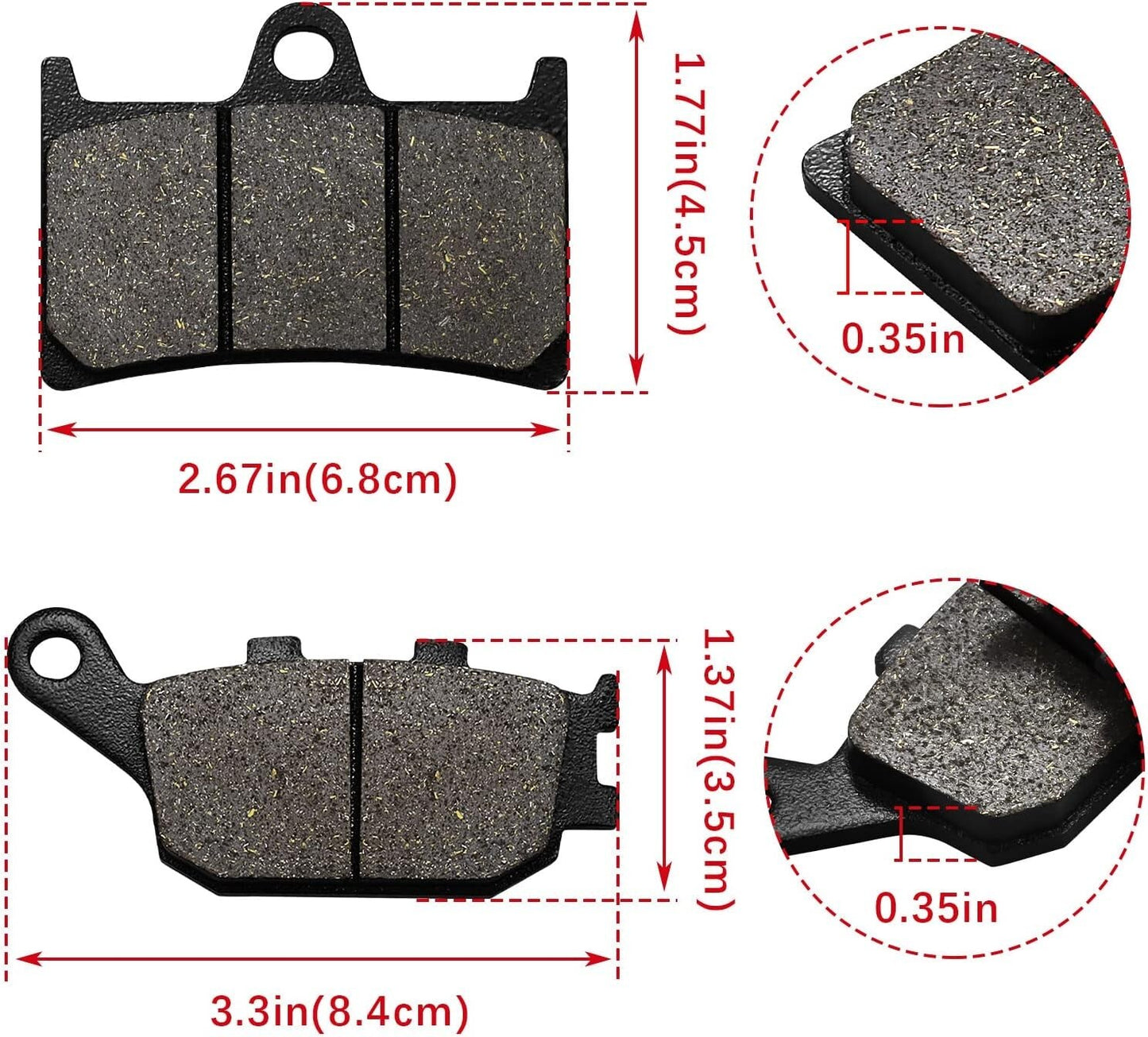 Front Rear Brake Pads Compatible with for Yamaha FZ1 FZ6 FZ8 YZF R1/R6/R6S 2003
