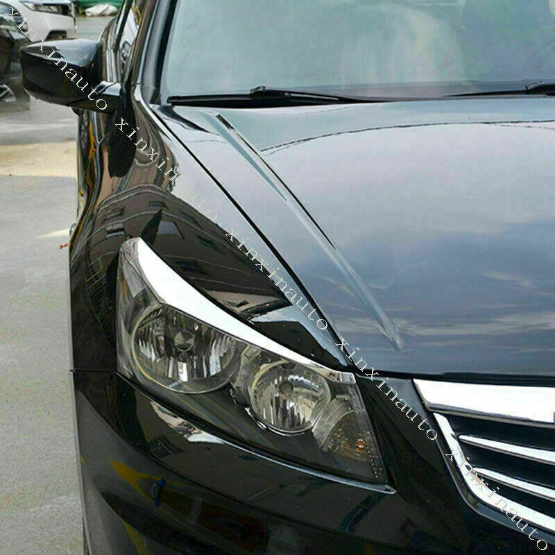 for Honda Accord 2008-2012 Chrome Look Front Headlight Lamp Eyebrow Strips Trim