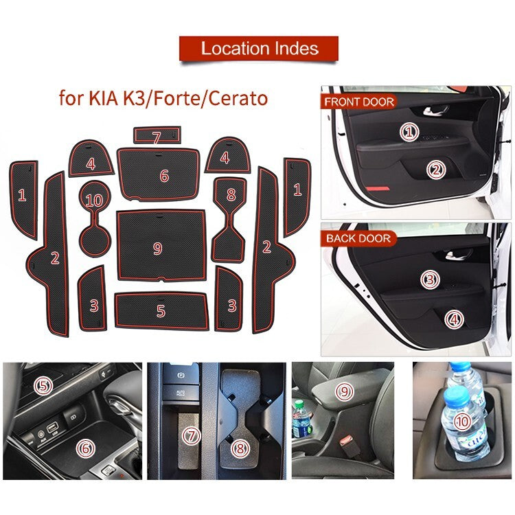 for Kia K3 FORTE Cerato 2021-2023 GT Car Gate Slot Cup Mat Door Groove Pad
