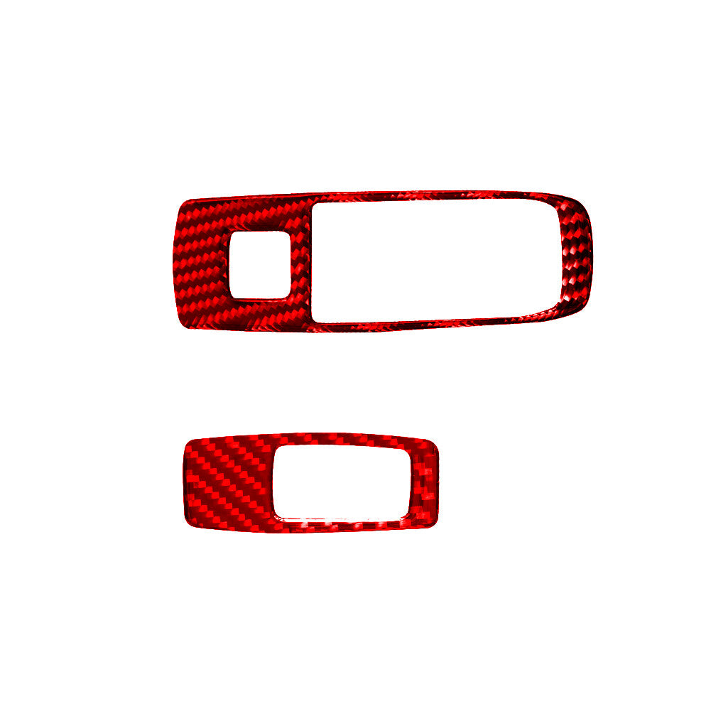 2 Red For 370Z 2009-2020 Carbon Fiber Multimedia Button Frame Cover Trim v