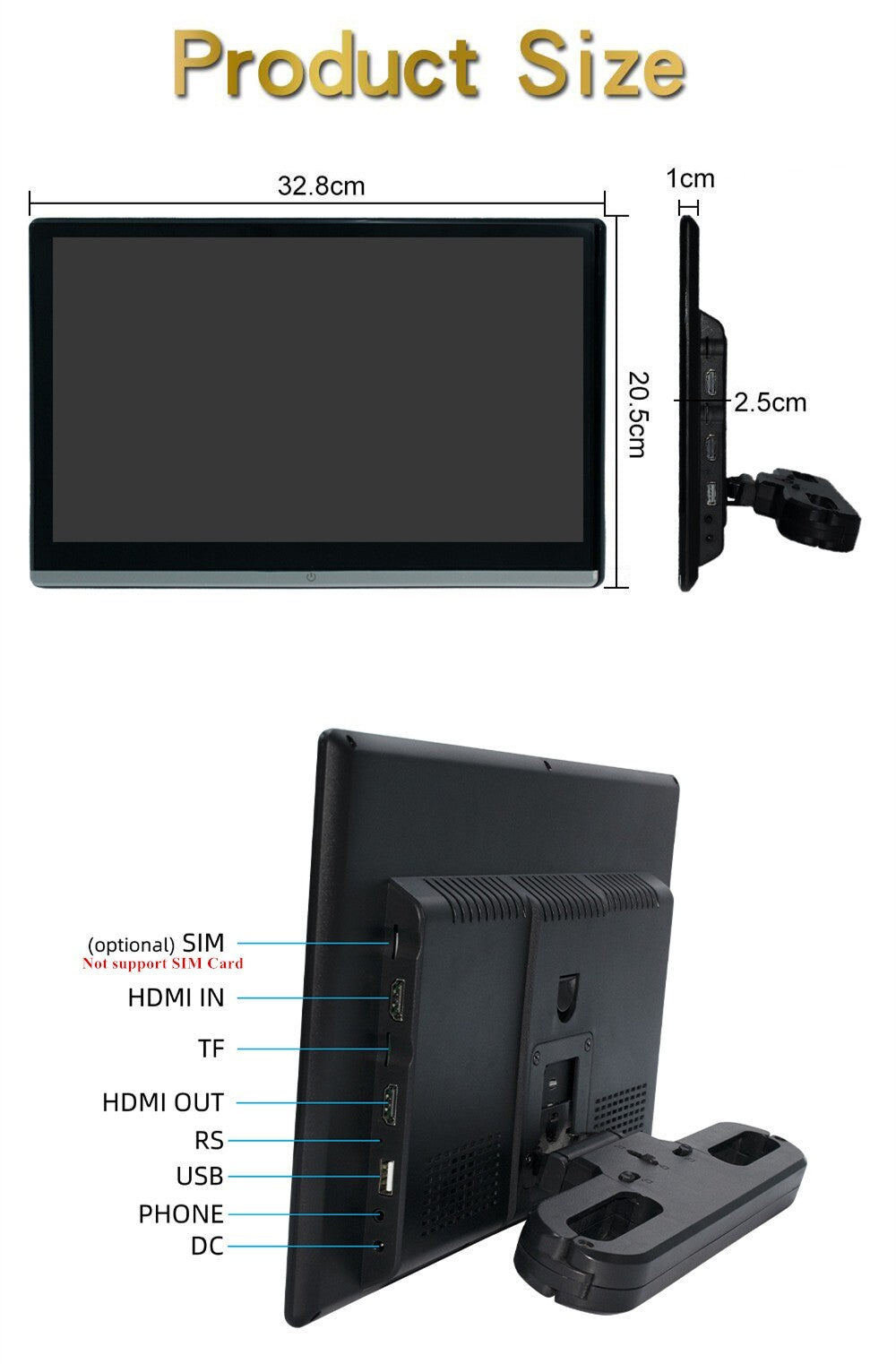 13.3in Touch Screen Car Headrest Monitor Bluetooth FM Player Android 11 WIFI
