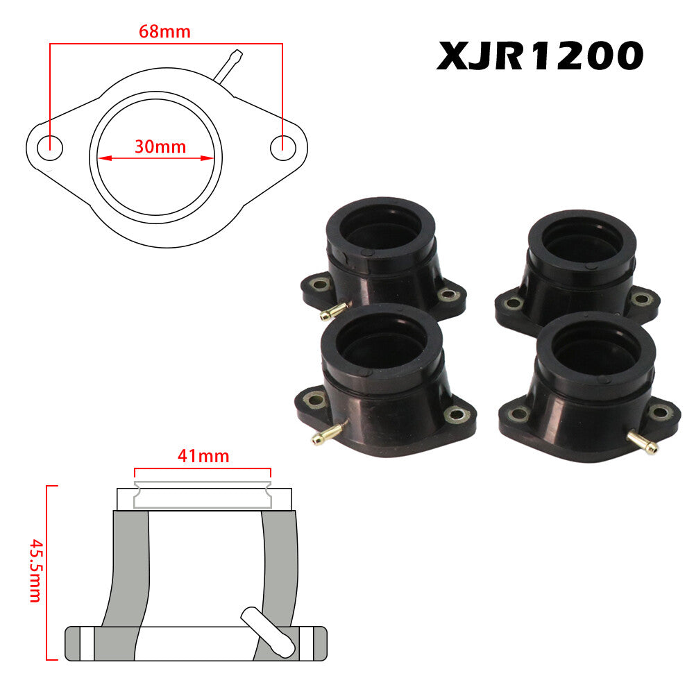 Aluminum and rubber intake manifold carburetor shoes are suitable for Yamaha XJR1200 and XJR1300. Q