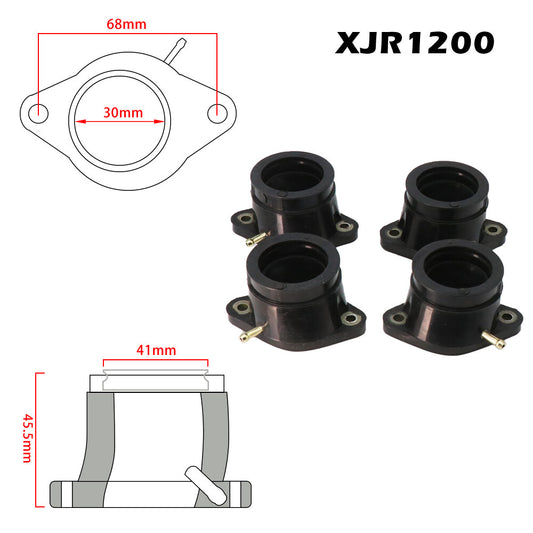 Aluminum and rubber intake manifold carburetor shoes are suitable for Yamaha XJR1200 and XJR1300. Q