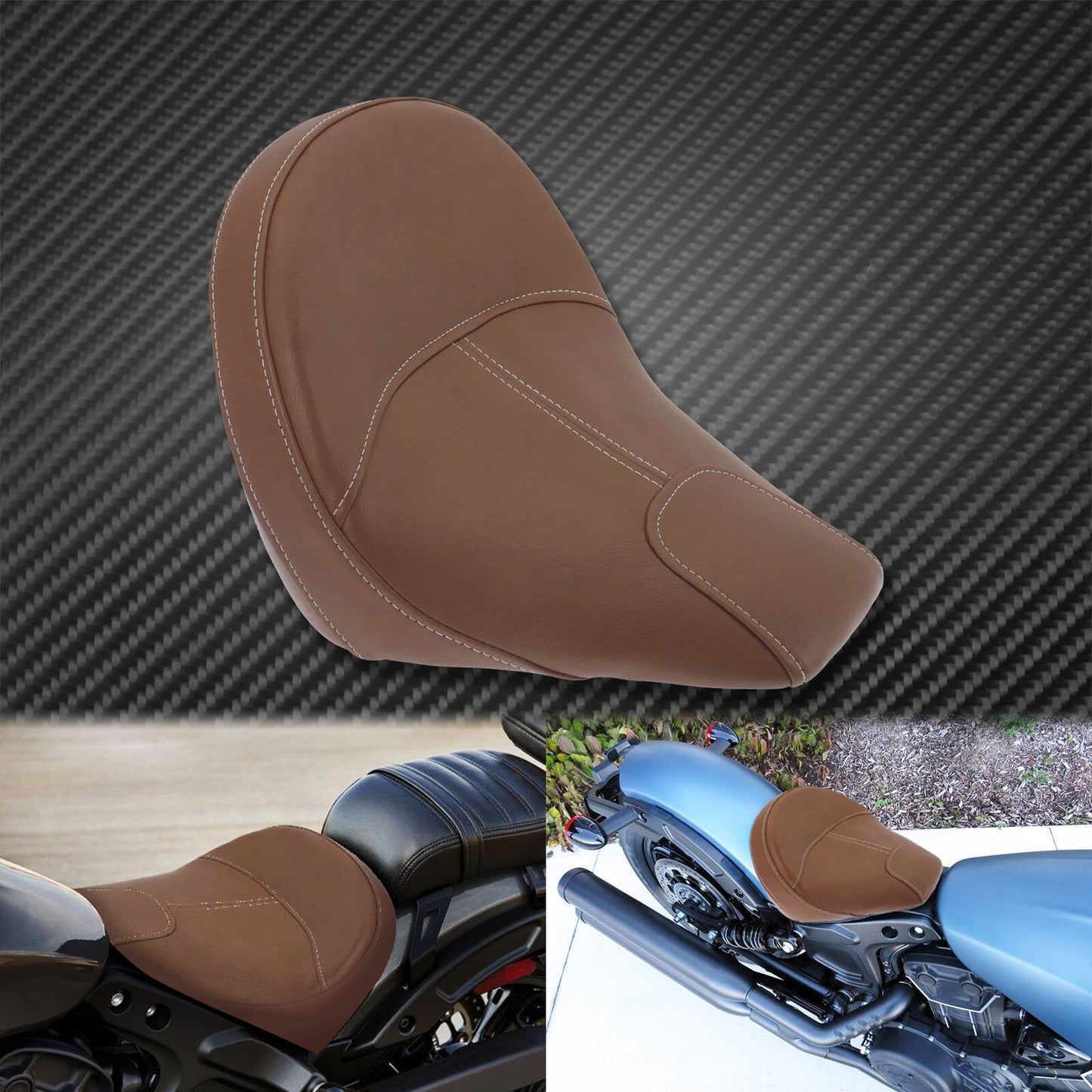 Brown Front Driver Solo for Seat Pillion Pad Fit For Indian Scout Sixty 2015-2020