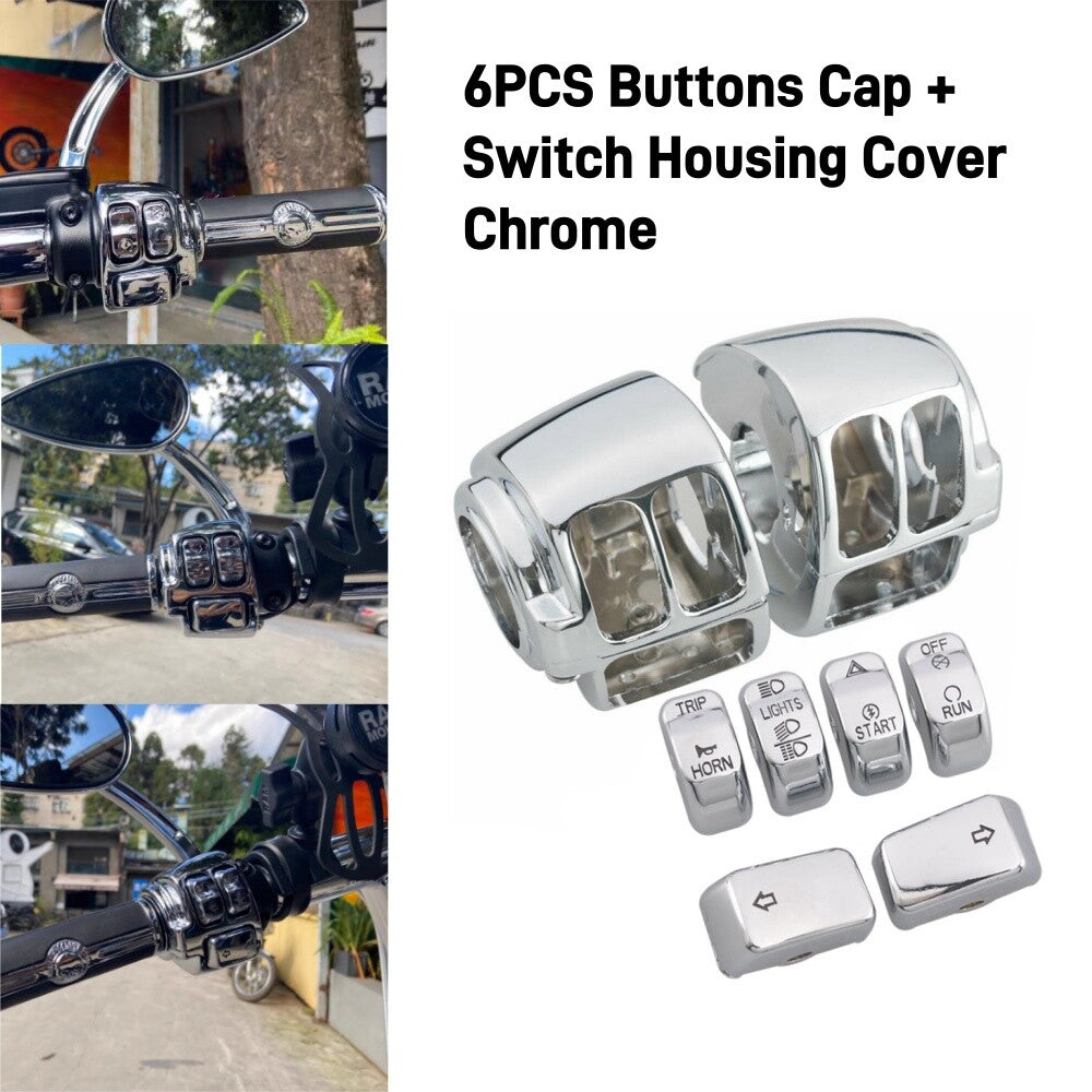Chrome switch housing protective case + 6-button pack for Harley Sportster Softtail Fat Boy - n