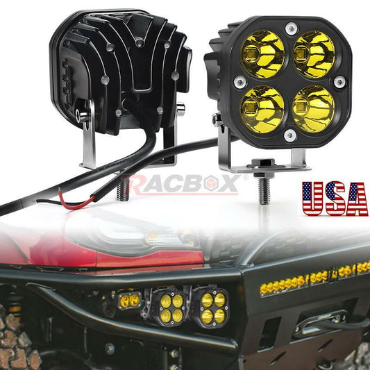 2X 3inch 80W LED Work Light Spot Cube Pods Driving Amber Fog Offroad Truck Boat