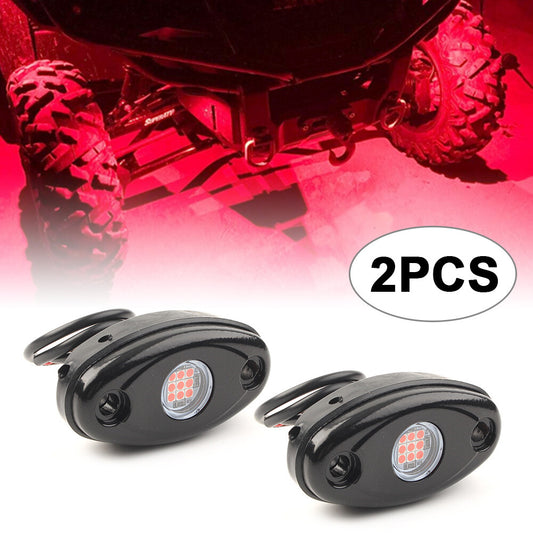 2PCS SUV Rock Light Red 9W High Power LED Pickup Under Body Trail Rig Lamp Car