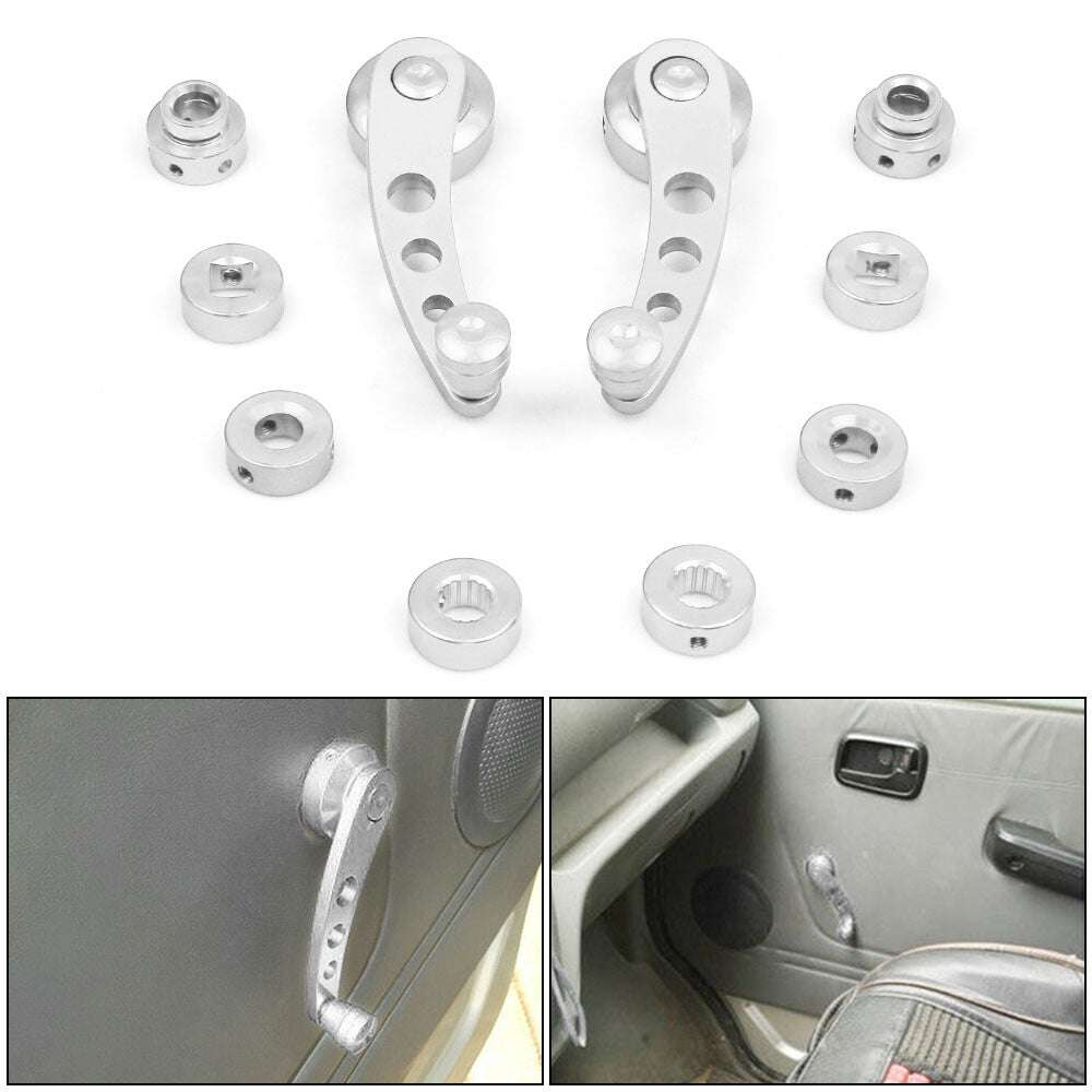 Silver Billet Aluminum Alloy Window Crank Handle Winder Kit for Truck Car Door
