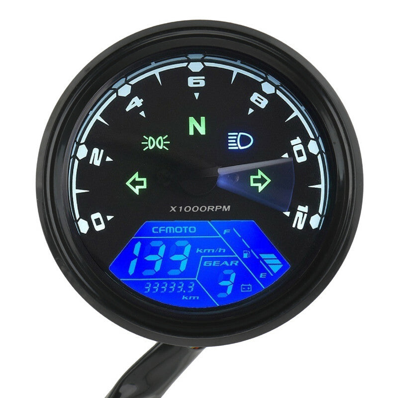 MultiFunction Motorcycle Speed Panel LED Dial Odometer Backlight Tachometer Mete