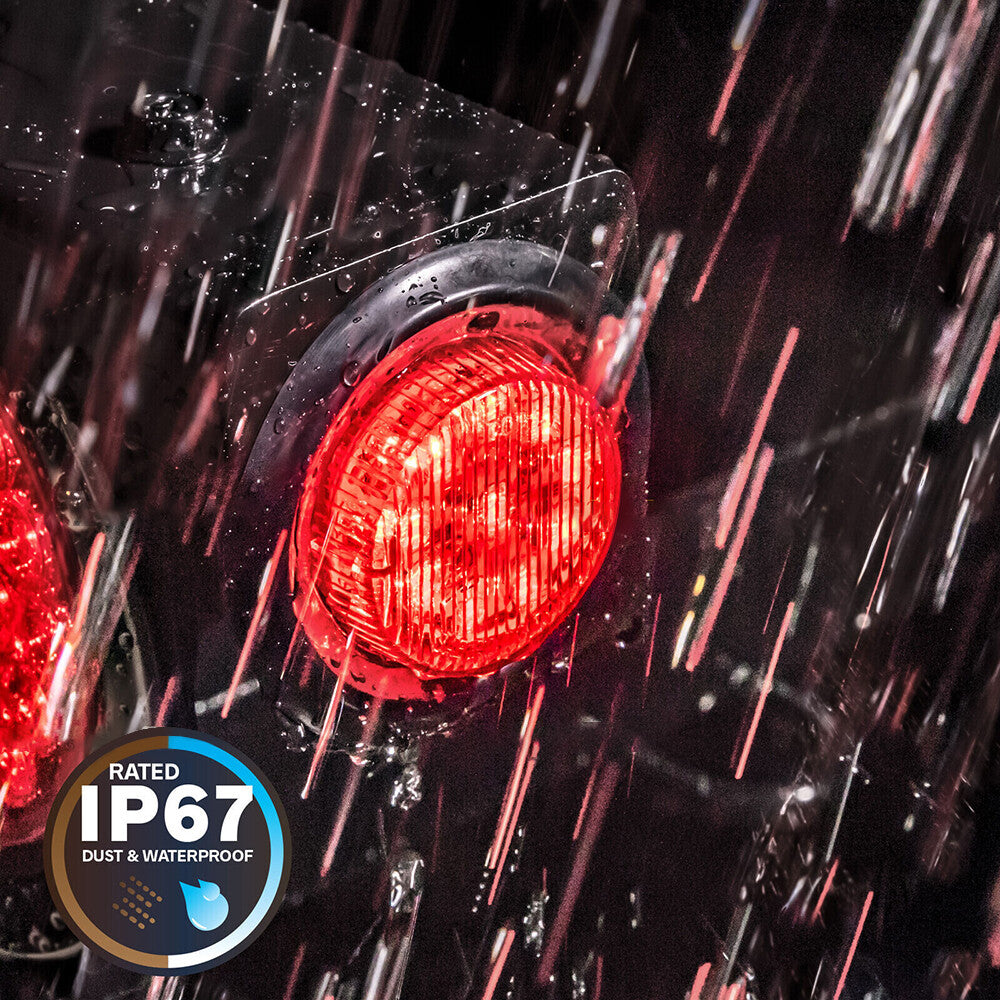 5-Piece 2-inch DOT Red Round Trailer with 9 LED Marker Lights and Cable Rings for Trucks and Caravans n