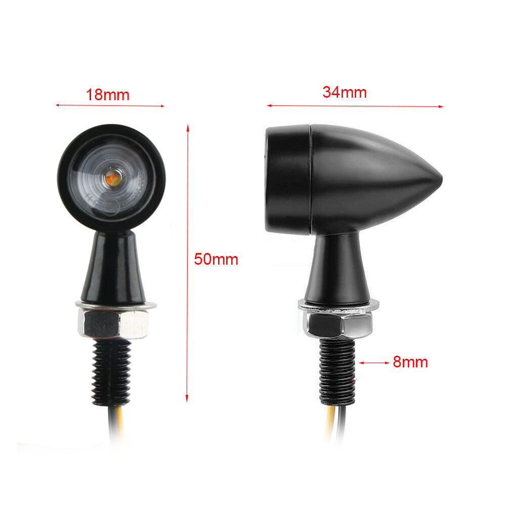 2 X for Mini LED Motorcycle Indicators E24-Tested Front Rear Black For Chopper Custom Q
