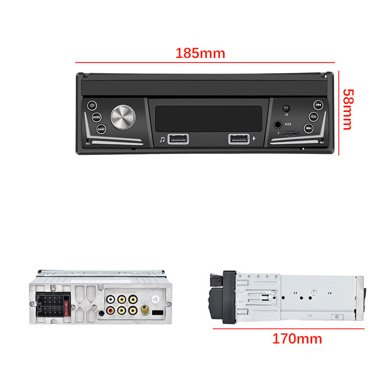 7-inch flip touchscreen single 1 DIN car stereo radio with Bluetooth mirrored connection for MP5 players. n