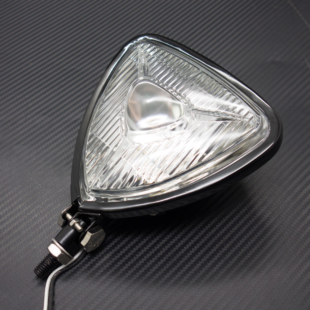 New Motorcycle Black Triangle Headlight Lamp Flat Back for Harley for Honda for Suzuki Q