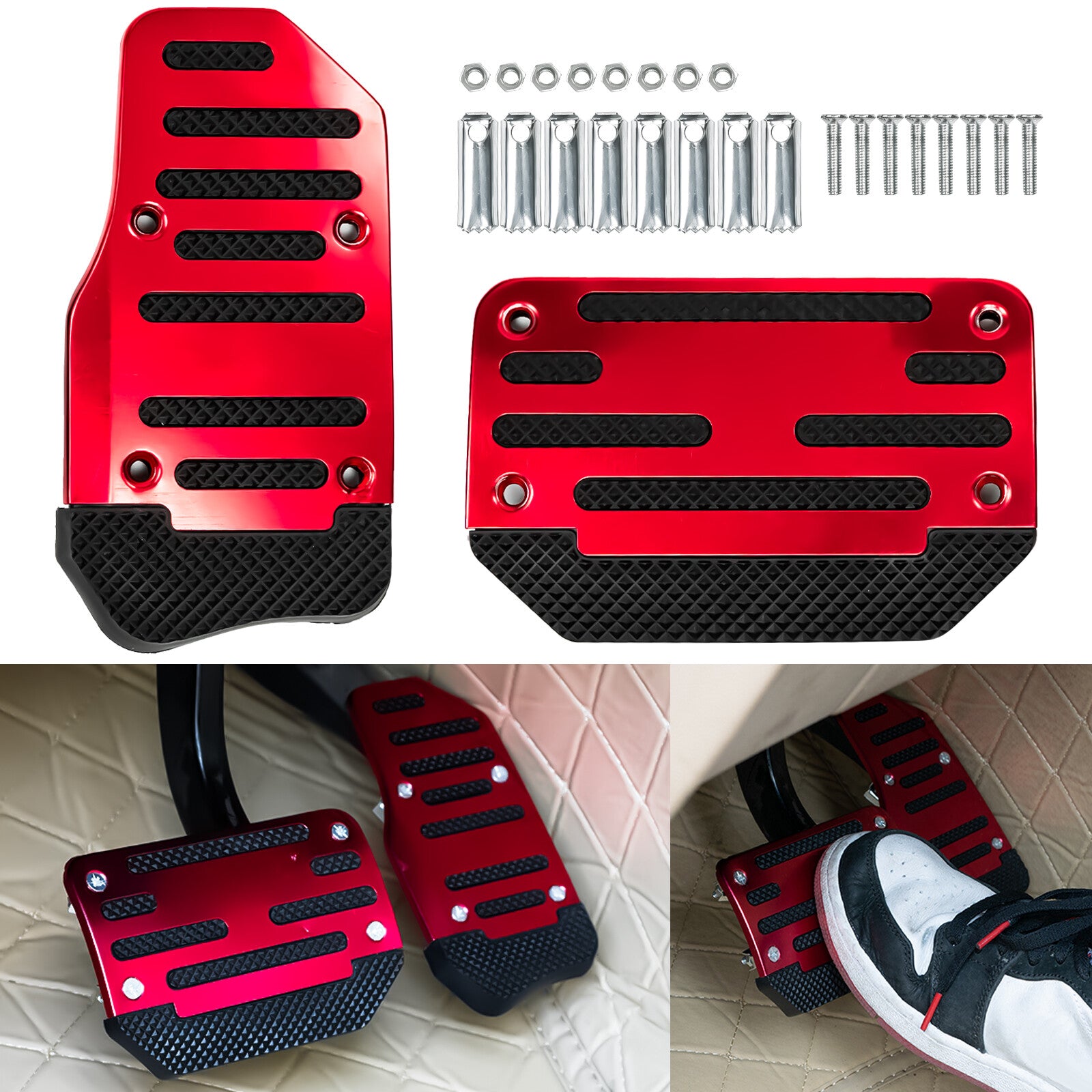 2pcs Aluminum universal accelerator pedal + brake pedal pedal pedal caps automatic Q