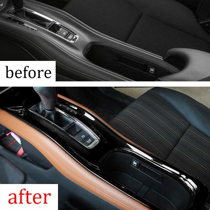 Bright Black Central Console Gear Shift Frame Trim 2PCS for Honda HR-V 2016-2022