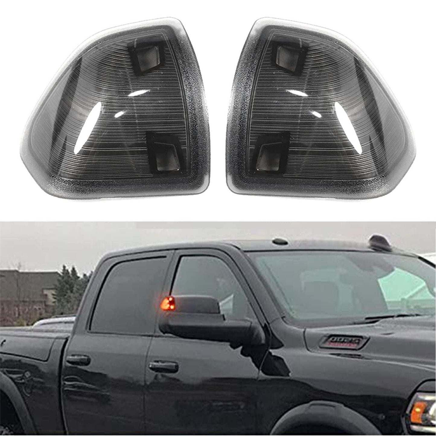 2-pack Smoked for Ram 1500 2500 5500 Amber LED Side Mirrors with Turn Signals n