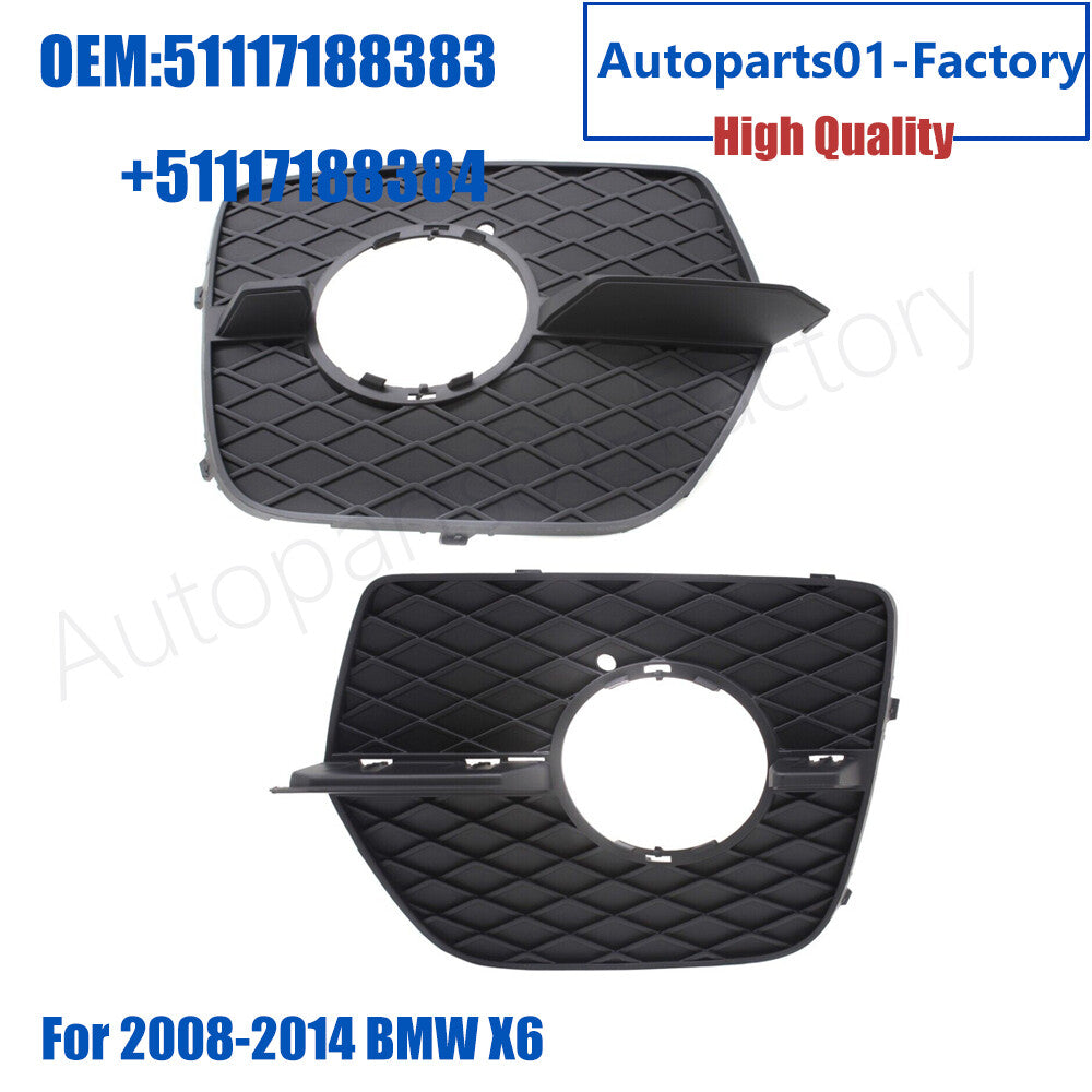 1Pair Front Left+Right Fog Lamp Grill Grille Cover for BMW X6 E71 2008-2014