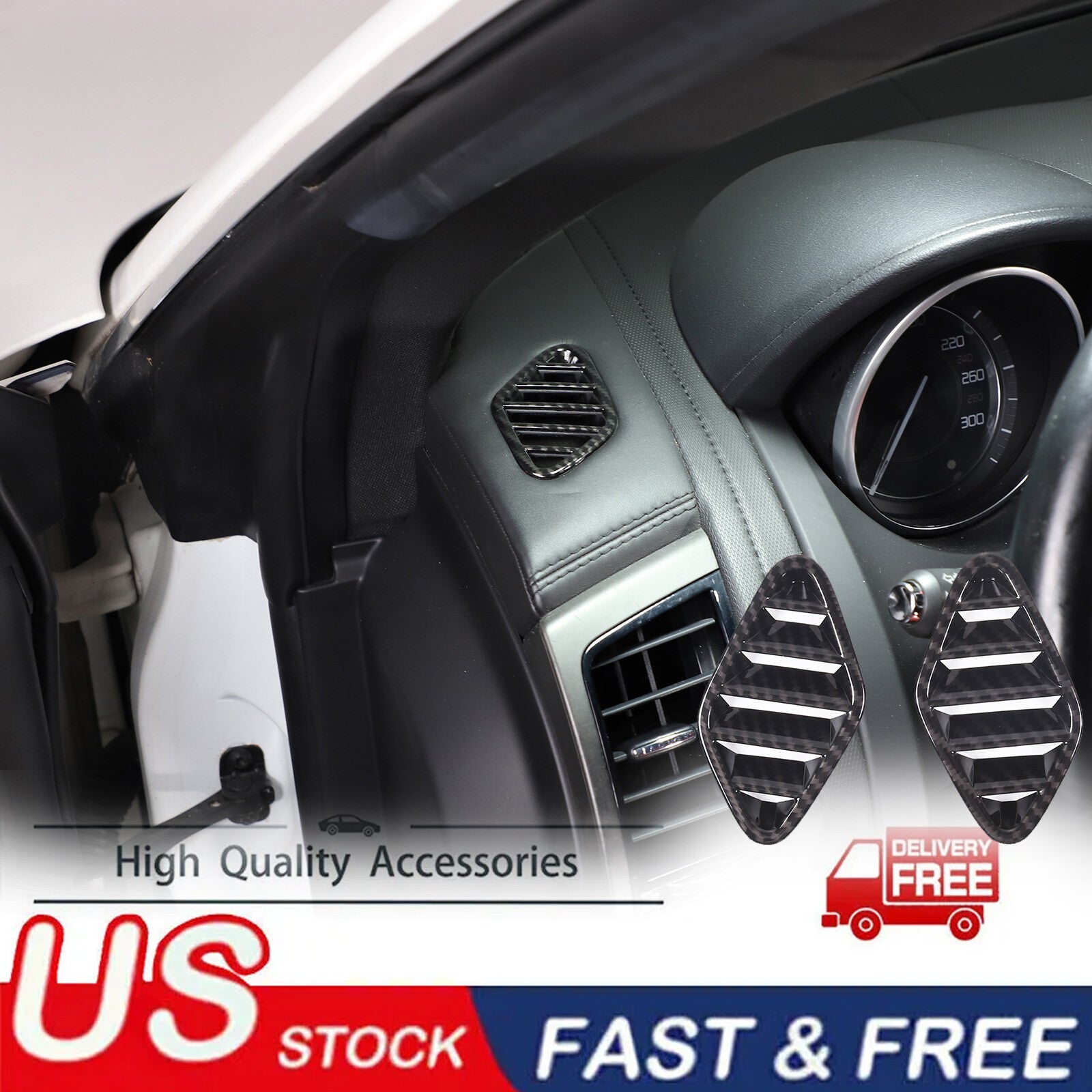Carbon fiber dashboard AC vent socket frame trim for Jaguar F Model 2013-2024 n