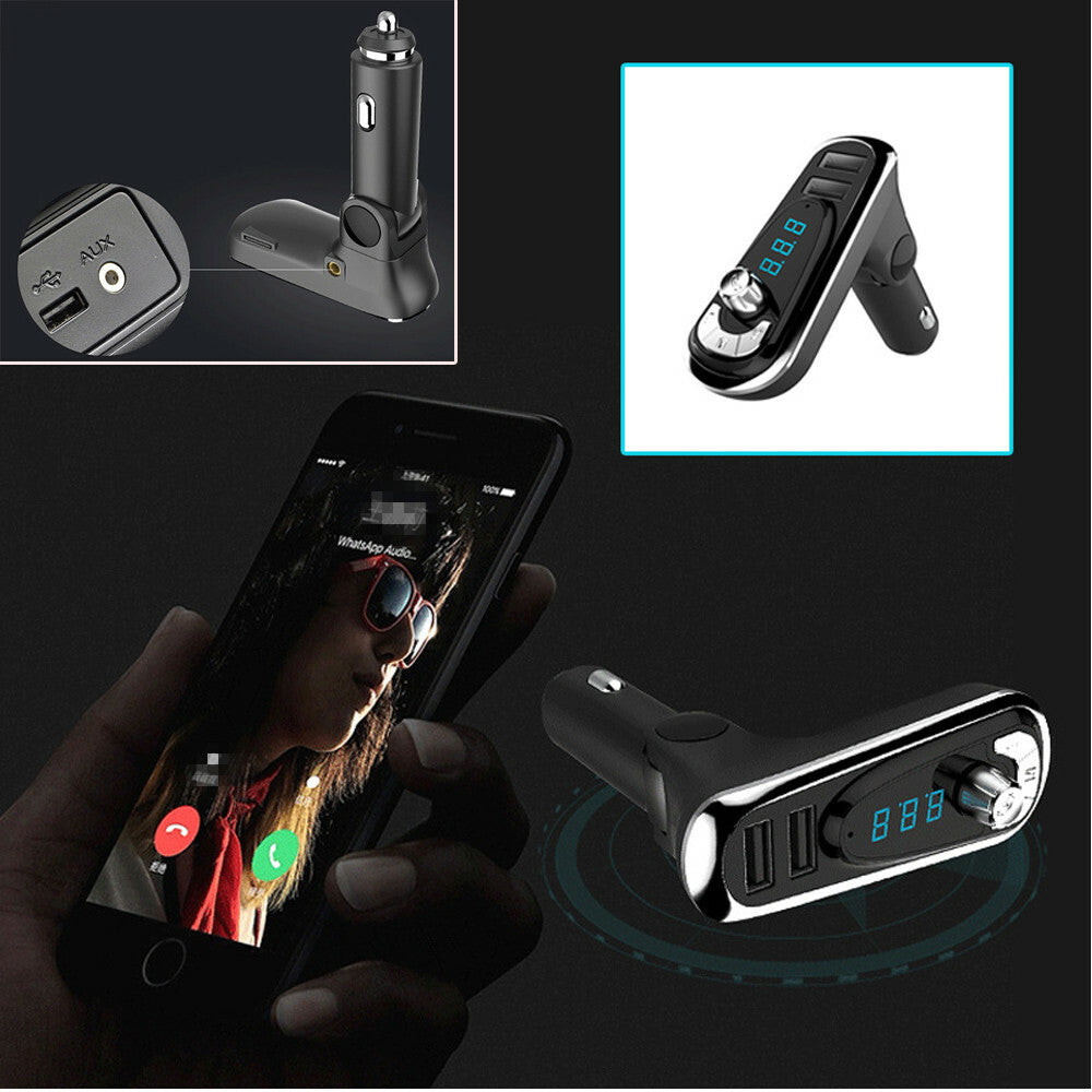 Hands- wireless Bluetooth FM transmitter MP3 player with dual USB charger adapter - n
