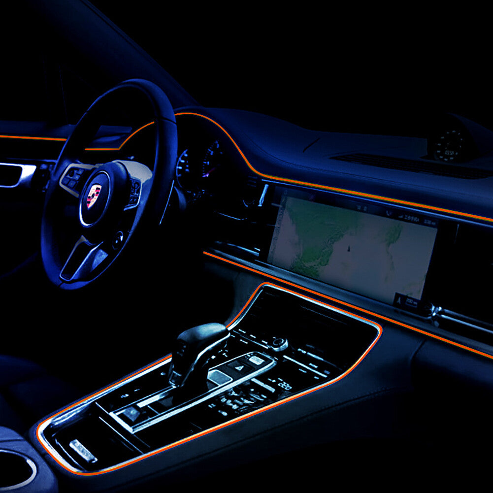 Orange Car Interior LED Neon Lights Decor Atmosphere El Wire String Strip Lamp