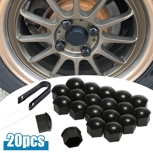 20pcs 17mm Black Car AUTO SUV Wheel Lugs Bolt Nut Cover Cap Puller for Audi for VW Q