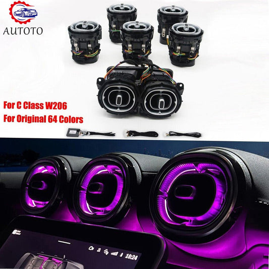 W206 64 Colors LED Air Vent Ambient Light Trim Fits for Mercedes-Benz C class
