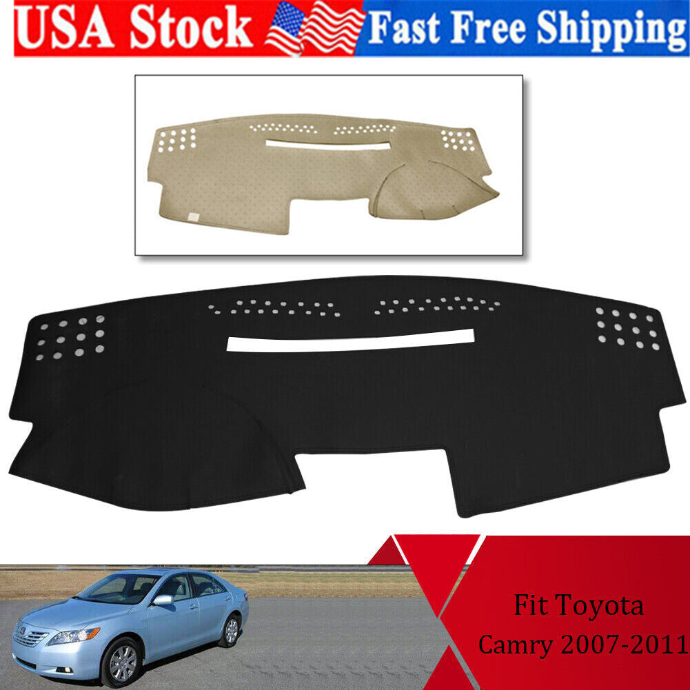 Fit For 2007-2011 for Toyota for Camry Black Non-Slip Leather Dashboard Cover Dashmat