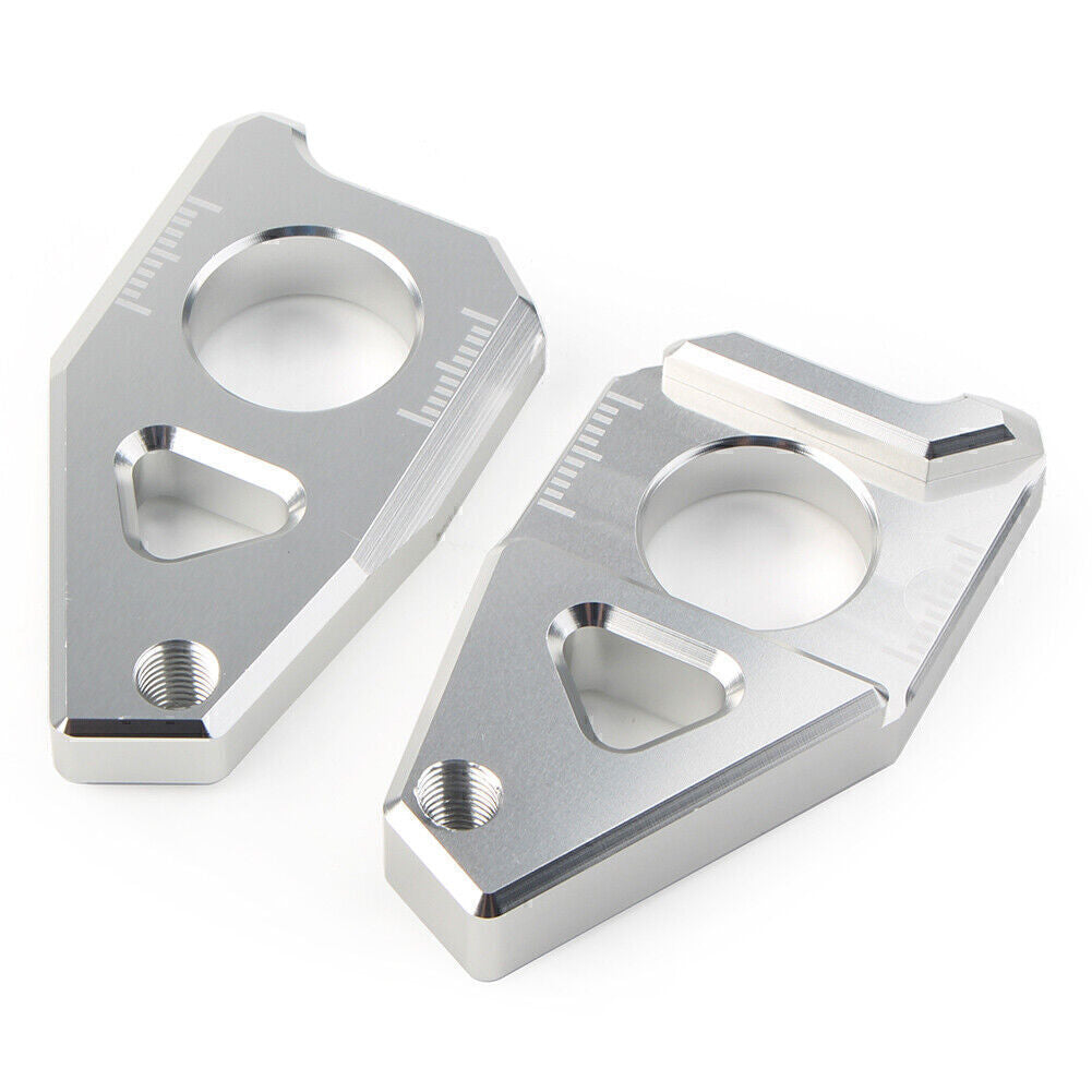 for Yamaha YZF R1 FZ8 FZ1 TMAX 530 Axle Spindle Chain Adjuster Blocks Silver UK