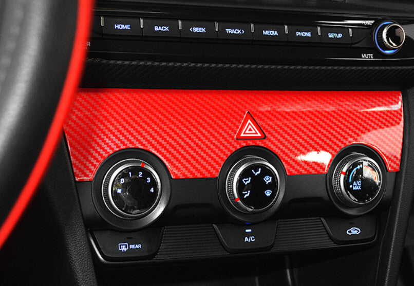 Carbon Fiber Red Style Console AC Switch Control Trim for Hyundai for Elantra 19-20