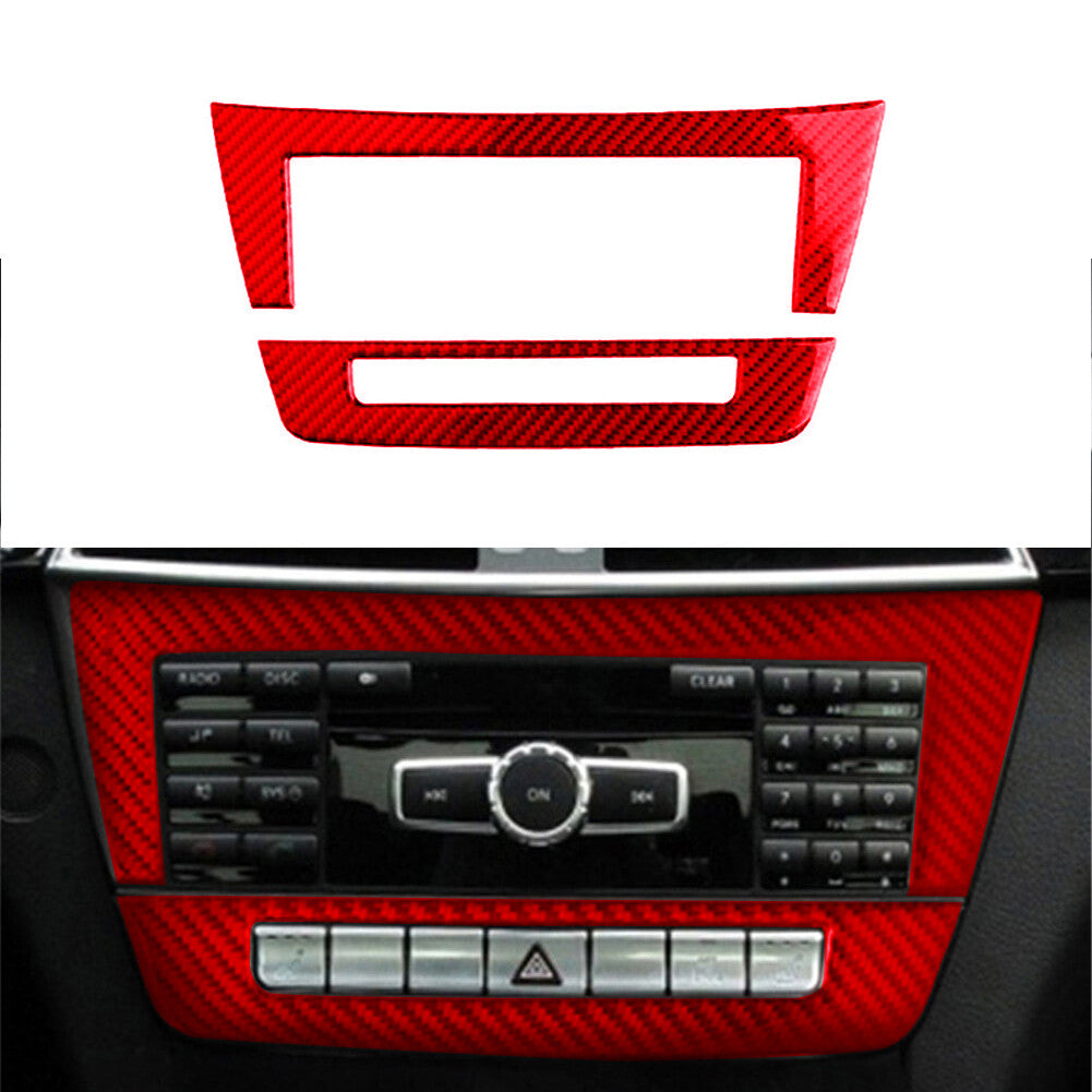 Red Carbon Fiber Central CD Trim Panel for Mercedes-Benz C-Class W204 11-13