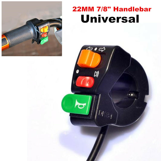 7/8 inch motorcycle/scooter handlebar switches for horn, headlight, and turn signals. n