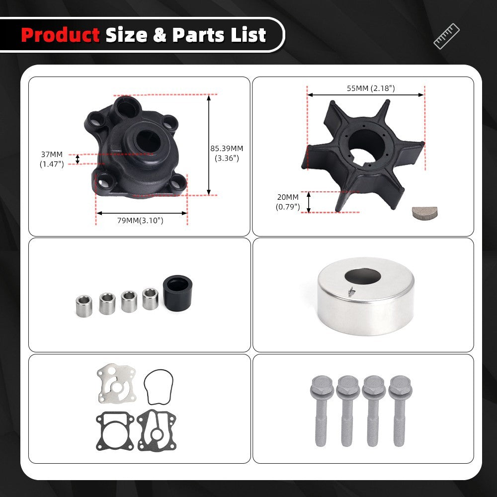 Water Pump Impeller Repair Kit for Honda 25/30HP Motor 06193-ZV7-020 Outboard