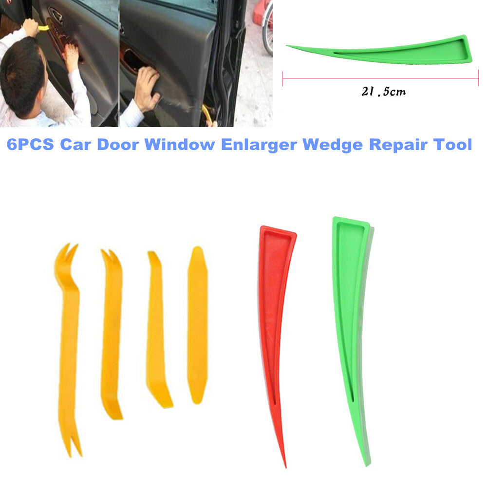 6-piece vehicle door and window magnifying wedge dent repair tool panel paint auxiliary kit - n