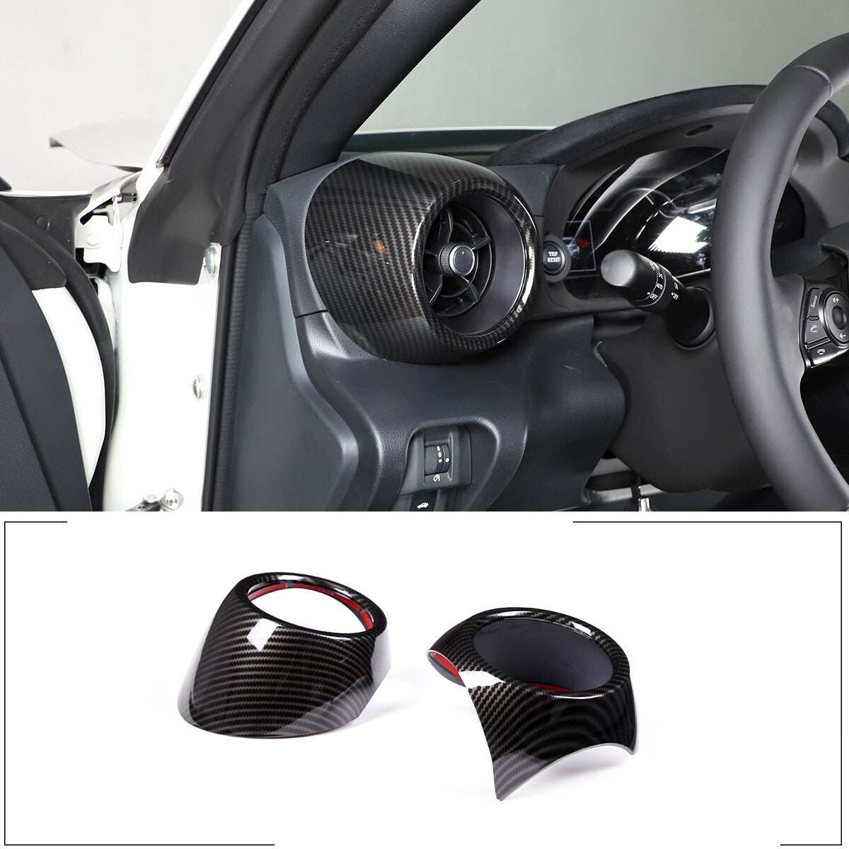 Smooth black stainless steel shift button cover trim for Jaguar XJ 2010-2019