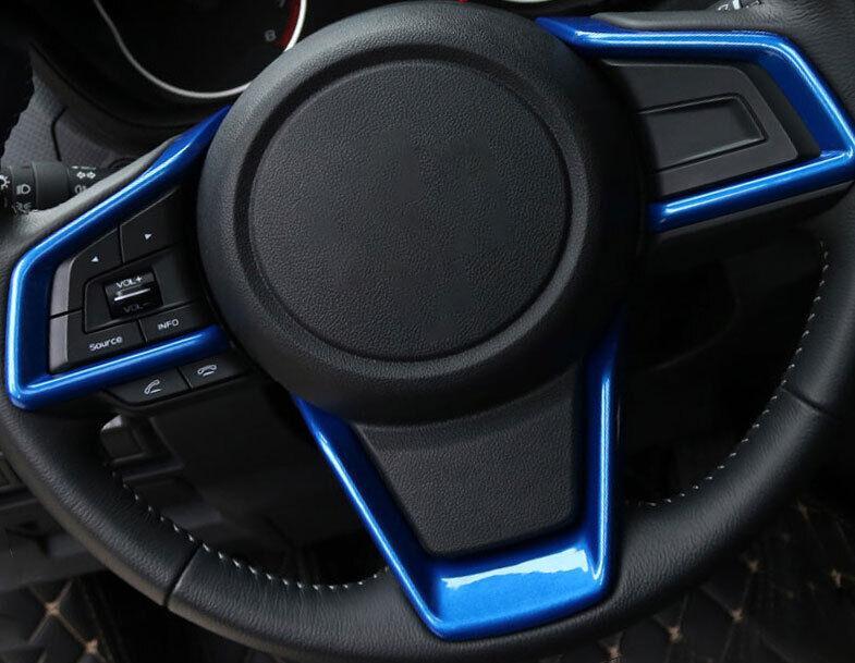 for Subaru Legacy 2018-2022 2023 ABS Blue Steering Wheel Panel Cover Trim 3PCS
